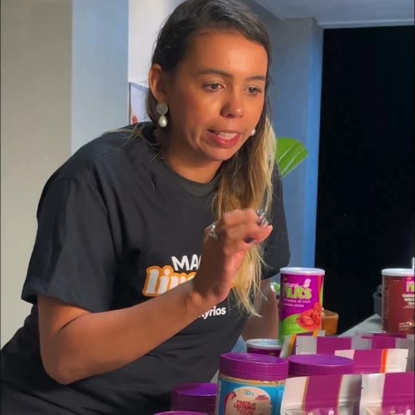 A live seller presenting food products on camera